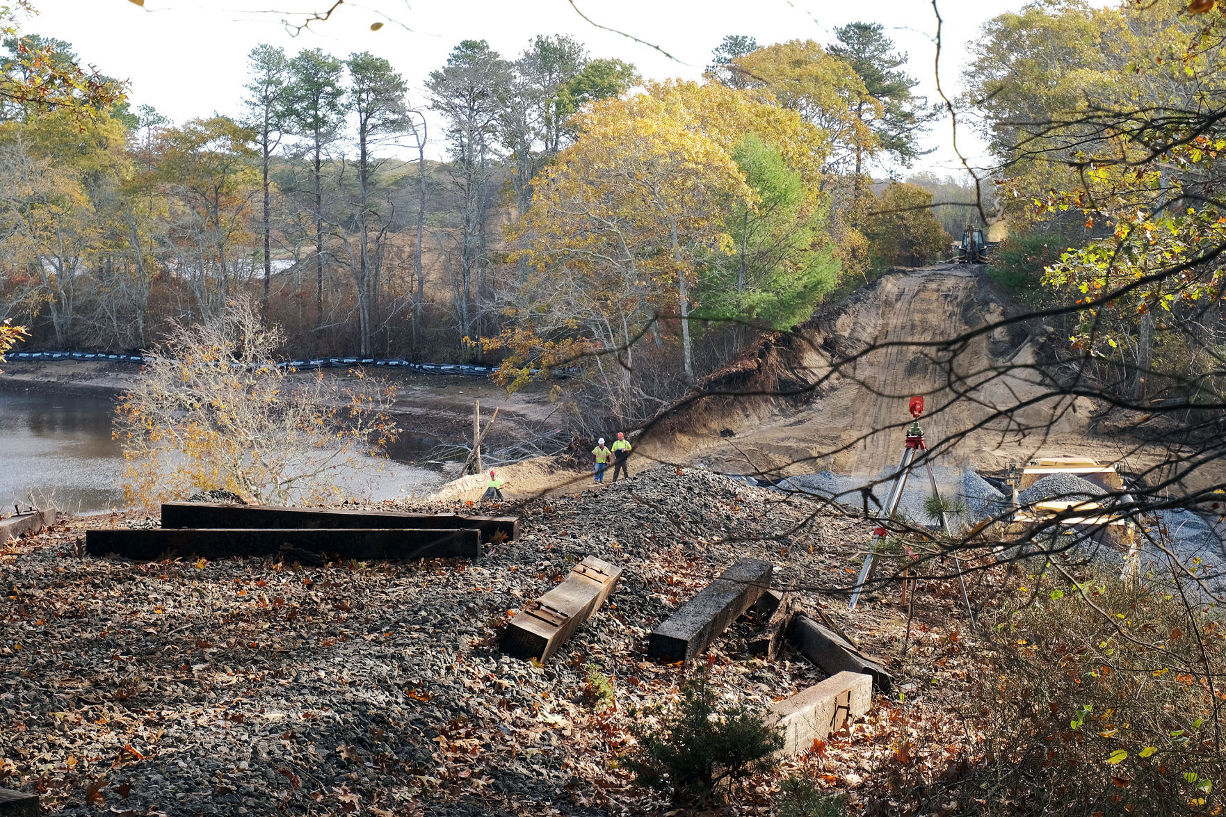 Train Track Collapse At Lily Pond in East Sandwich